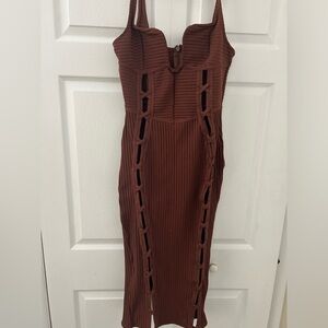 Women’s brown cut out dress